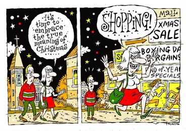 Image: Hodgson, Trace, 1958- :"It's time to embrace the true meaning of Christmas..." 14 December 2014