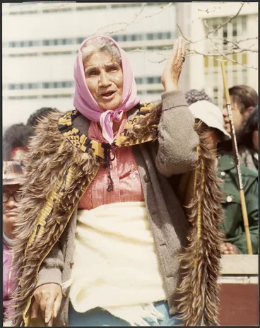 Image: Photograph of Whina Cooper in Hamilton during the Māori Land March