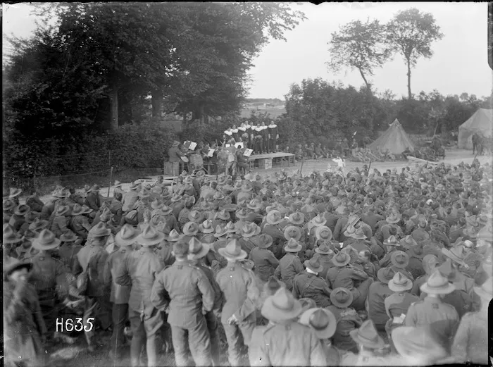 An evening performance of the 'Kiwis' during World War I, Louvencourt