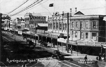 Image: Karangahape Road, Auckland. W T Wilson, Remuera, Auckland. Protected series no. 650. W T W.