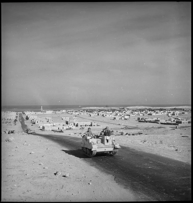 Road into Mersa Matruh during pursuit of Axis forces, Egypt - Photograph taken by M D Elias