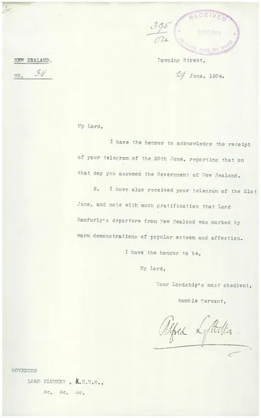 Image: Lord Plunket becomes Governor of New Zealand, 1904