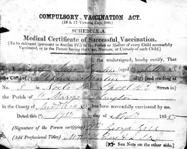 Image: Vaccination certificate: Louisa Prentice