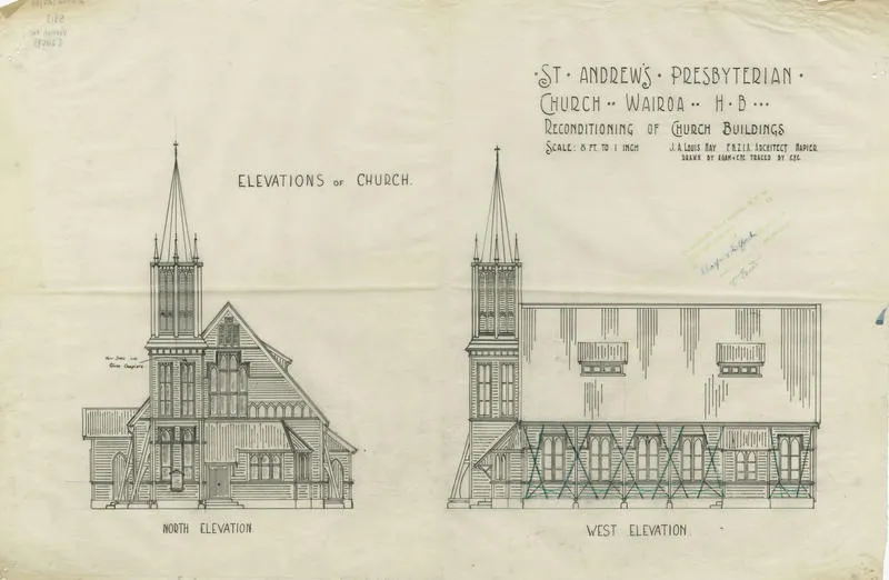 Architectural plan, St Andrew's Presbyterian Church