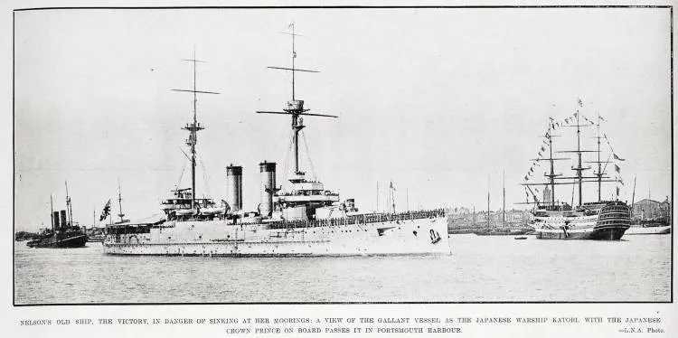 Nelson's old ship, the victory, in danger of sinking at her moorings