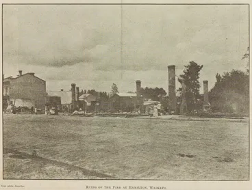 Image: Ruins of the fire at Hamilton, Waikato