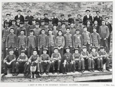 Image: A group of boys in the Government Telegraph Department, Wellington