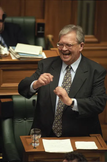 Image: Prime Minister David Lange delivering valedictory speech - Photograph taken by Melanie Burford