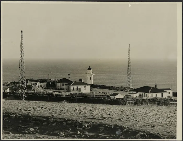 Lighthouse and cottages at Baring Head, Wellington