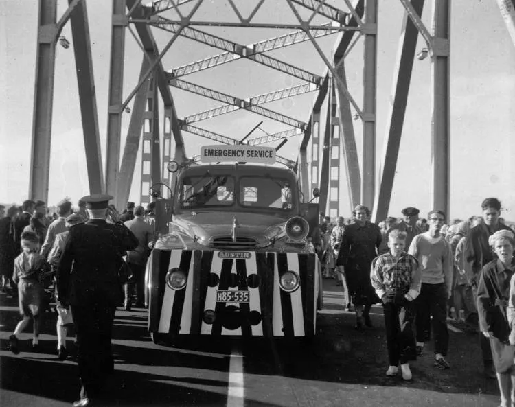 The new Auckland Harbour Bridge open to pedestrians.