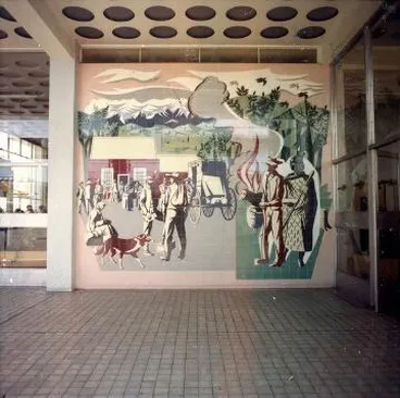 E. Mervyn Taylor mural in the Masterton Post Office building: Photograph Image: E. Mervyn Taylor mural in the Masterton Post Office building: Photograph