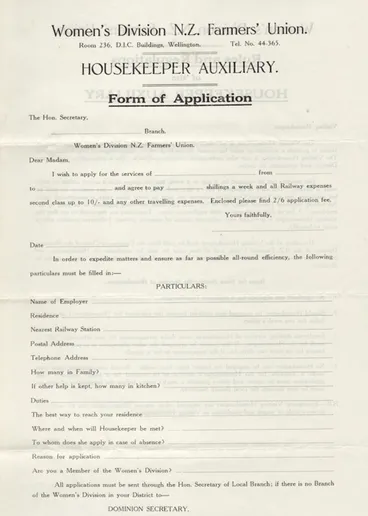 Image: Forms, Mataura branch, Women's Division of Federated Farmers