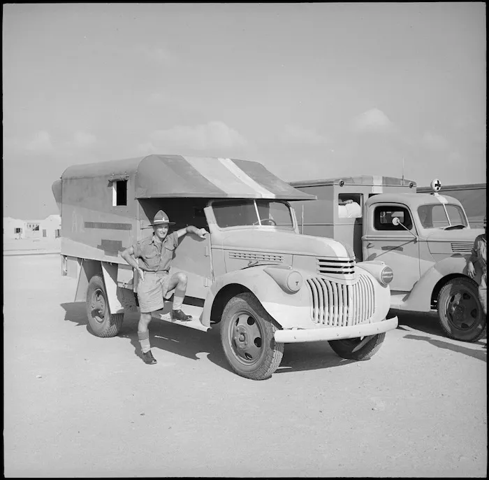 One of the ambulances presented to NZEF through the British American Ambulance Corps and the Anzac War Relief Fund, Maadi