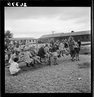 Image: Children in play area of a Polish refugee camp in Pahiatua
