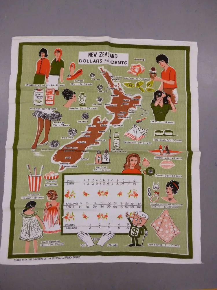 Tea Towel, 'New Zealand Dollars and Cents'