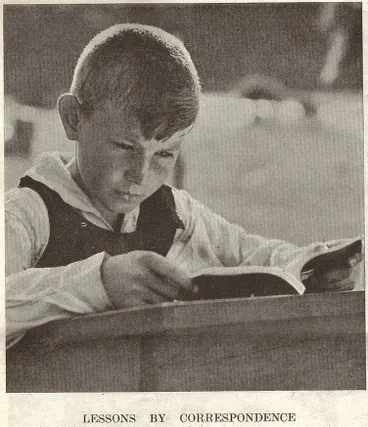 Image: Lessons by correspondence at one of the Haast Pass highway construction camps