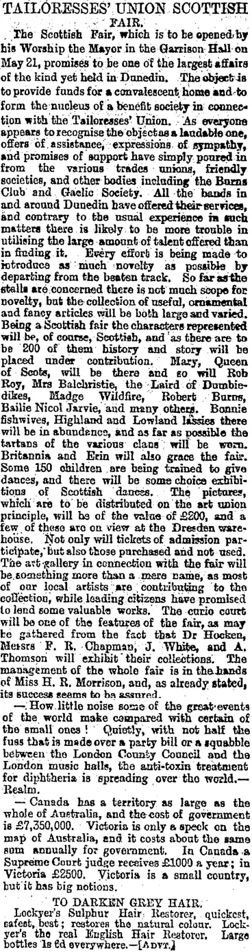 Image: TAILORESSES'UNION SCOTTISH (Otago Daily Times 13-4-1895)
