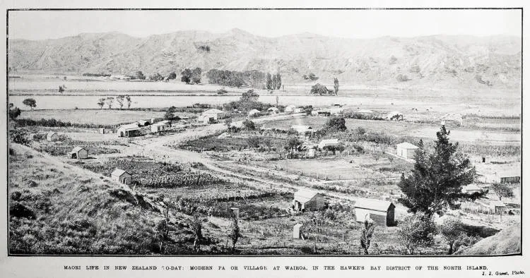Māori life in New Zealand today: modern pa or village at Wairoa, in the Hawke's Bay district of the North Island