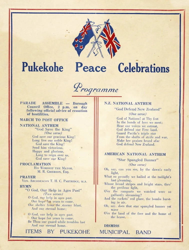 Peace programme, Pukekohe, 1945.