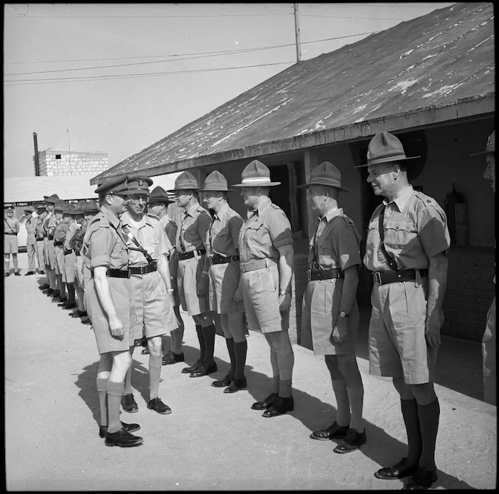 Officers parade for the Duke of Gloucester at Maadi, World War II