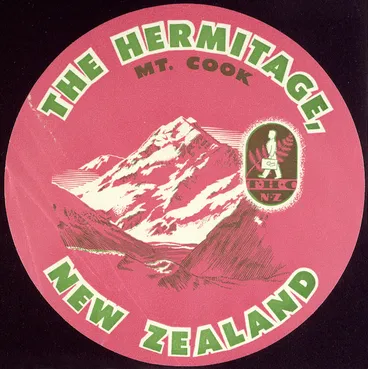 Image: Tourist Hotel Corporation: The Hermitage, Mount Cook, New Zealand, luggage label