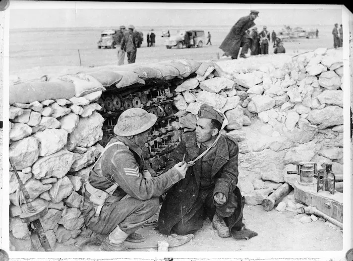 Captured Italian soldier being questioned, Libya