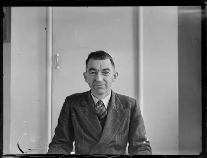 Portrait of Leo L White, Whites Aviation Office, Auckland City