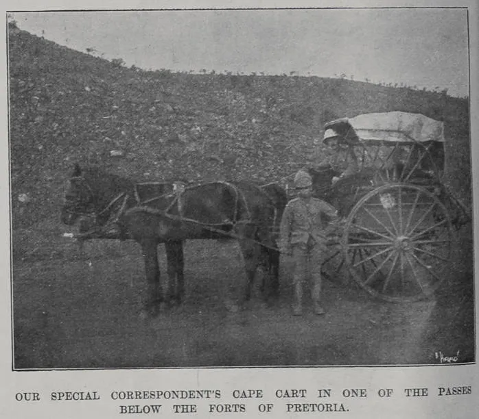 Our special correspondent's cape cart in one of the passes below the forts of Pretoria
