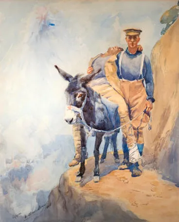 Image: The Sapper and his donkey, Gallipoli, 1915