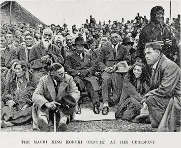 Image: The Māori King Koroki (centre) at the ceremony