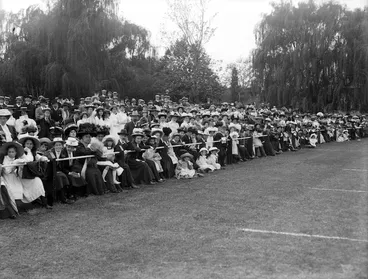 Image: Specators at a sports day, Christ's College, Christchurch.