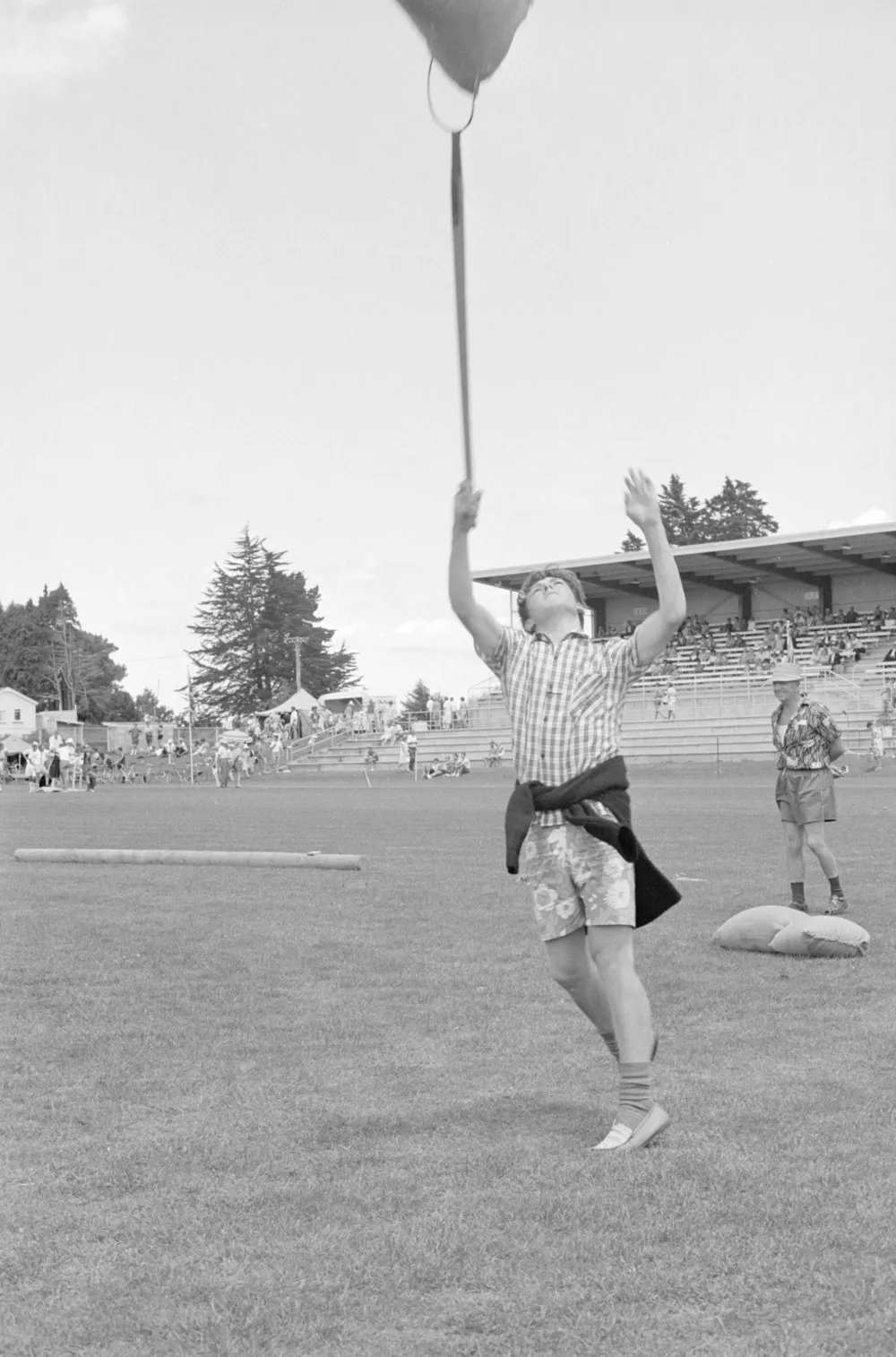Variety at the Highland Games: Alan Cochrane tossing the sheaf