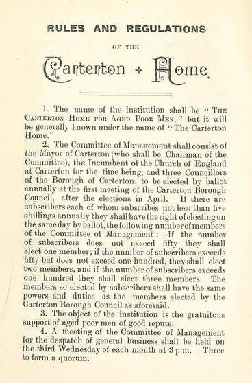 Image: Rules and Regulations of the Carterton Home Page 1 