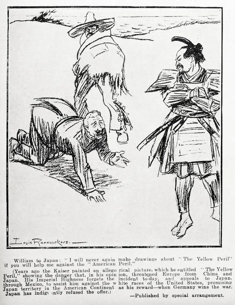 William to Japan: 'I will never again make drawings about the 'Yellow Peril' if you will help me against the 'American Peril.'