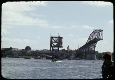 Image: Auckland Harbour Bridge under construction, 1958