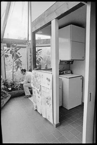 Image: Laundry area inside the Satterthwaite's house in Tawa