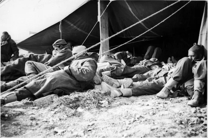 New Zealand prisoners of war at the Advanced Dressing Station, Sidi Rezegh, Libya