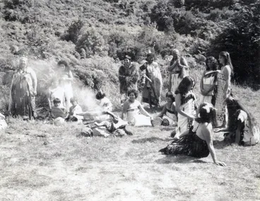 Image: Māwai Hakona members in Te Rauparaha film, 1971