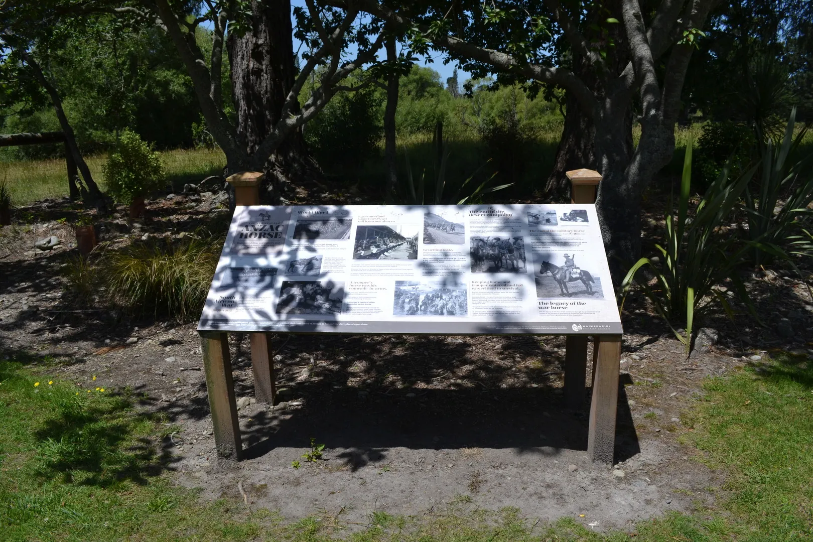 Interpretation board for Anzac horses