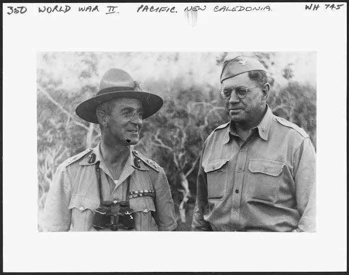 Major General H E Barrowclough and Colonel J H Nankivell in New Caledonia, during World War II