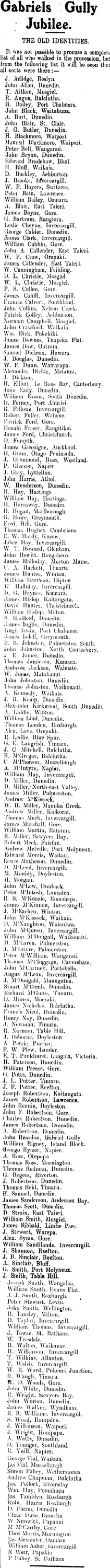Gabriels Gully Jubilee. (Tuapeka Times 27-5-1911)