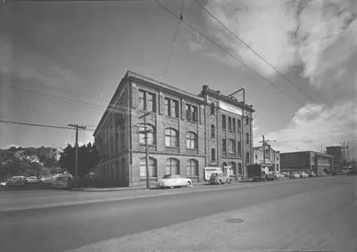 [Exterior of the Joseph Mahon Building, head office of Joman Garments]