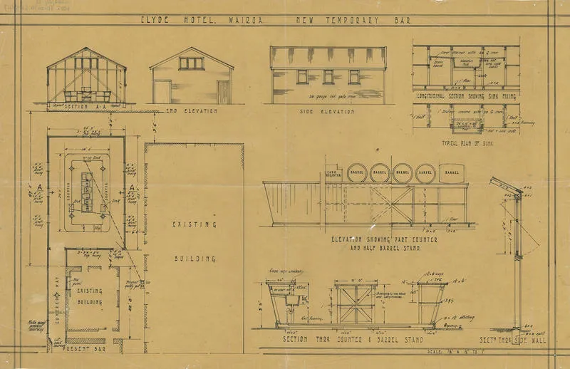 Architectural plan, Clyde Hotel, Wairoa