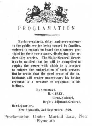 Proclamation Under Martial Law, New Plymouth