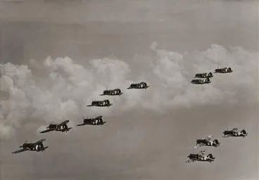 Formation of Brewster Buffalo fighters : digital image Image: Formation of Brewster Buffalo fighters : digital image