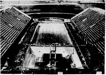 Image: Sport and General" Photo. PREPARING FOR THE OLYMPIC GAMES.—A view of the,swimming and 'diving pools which are being built in, a portion ?/-the-Reich Spprts>Field,qtßjzTU^^ (Evening Post, 08 April 1936)