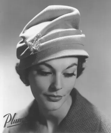 Image: Asymmetrical hat with jewelled pin