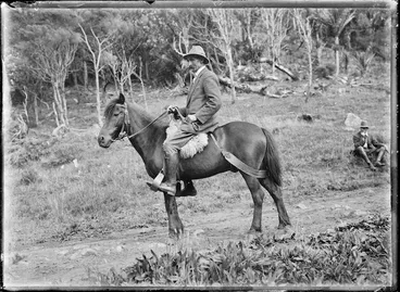 Image: H P Knutzen on a horse, J J Walklate on the right