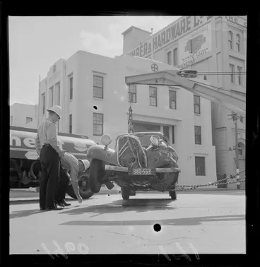 Image: Car accident outside St Johns Ambulance buiding, Cable Street, Wellington