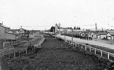 Soldiers marching through Featherston Military Camp Image: Soldiers marching through Featherston Military Camp
